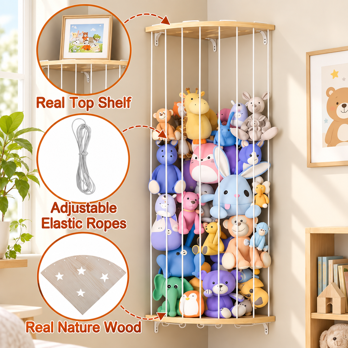 Adjustable Corner Stuffed Animal Organizer