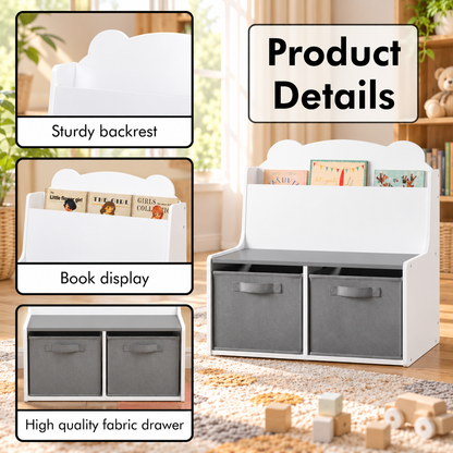 Kids Bookshelf with Storage Bins
