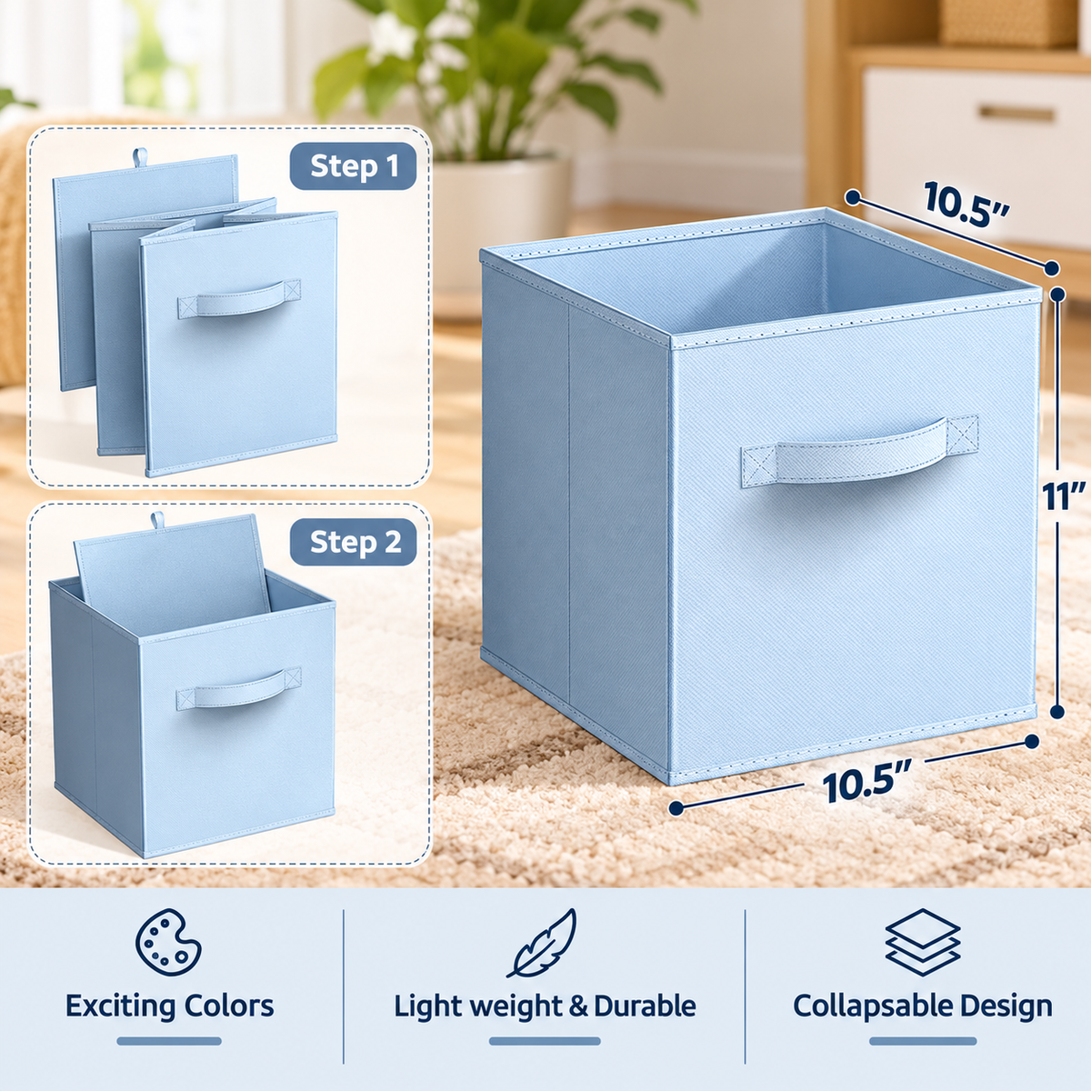 Foldable Woven Storage Cube Bin