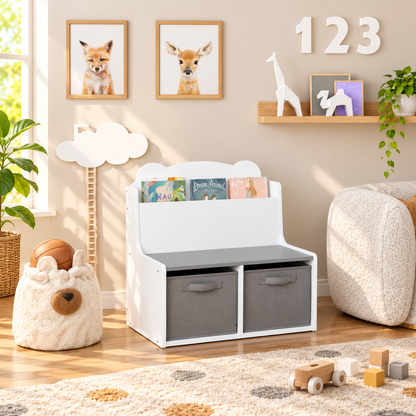 Kids Bookshelf with Storage Bins