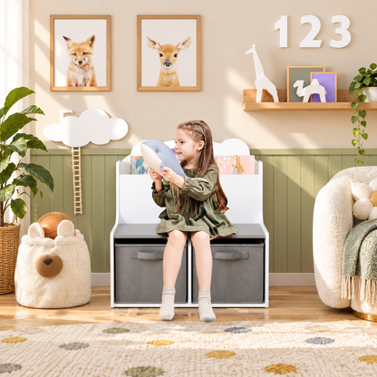 Kids Bookshelf with Storage Bins